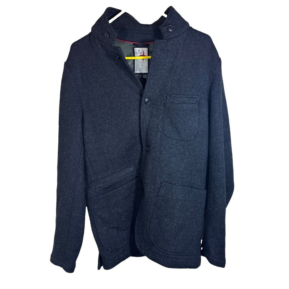 Relwen Wool Jacket Charcoal Small Men's Outerwear Shirt Long Sleeve 4 Button S